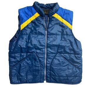 Eddie Bauer Blue Puffer Vest Jacket Vintage 1980s Men's Large